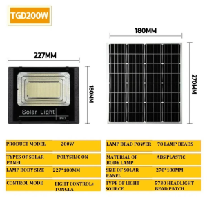 SEAN Solar 45W 80W 100W Light Outdoor LED Light Solar Flood Light Waterproof Street Wall Lightning Lamp