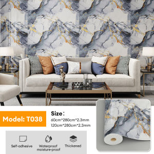 MISN PVC Marble Wallpaper Sticker Waterproof Vinyl Wallpaper Room Design Wall for Cement Wall Sticker Foam Roll