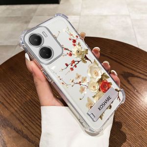 Case for Vivo Y03 4G 2024 Vivo Y18 4G y28s y03t y03aphone casing softcase silicone shockproof cover new design aesthetic flower with Holder sjcbzzh01