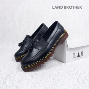 Sepatu pria formal slip on penny loafers pria hitam Land Brother