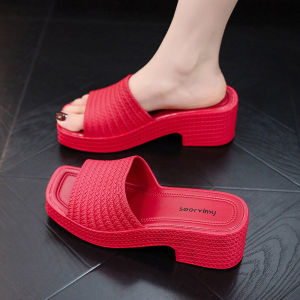 [Free Shipping] Fashionable thick-soled high-heeled summer wedge sandals for women suitable for outdoor and indoor use non-slip beach slippers