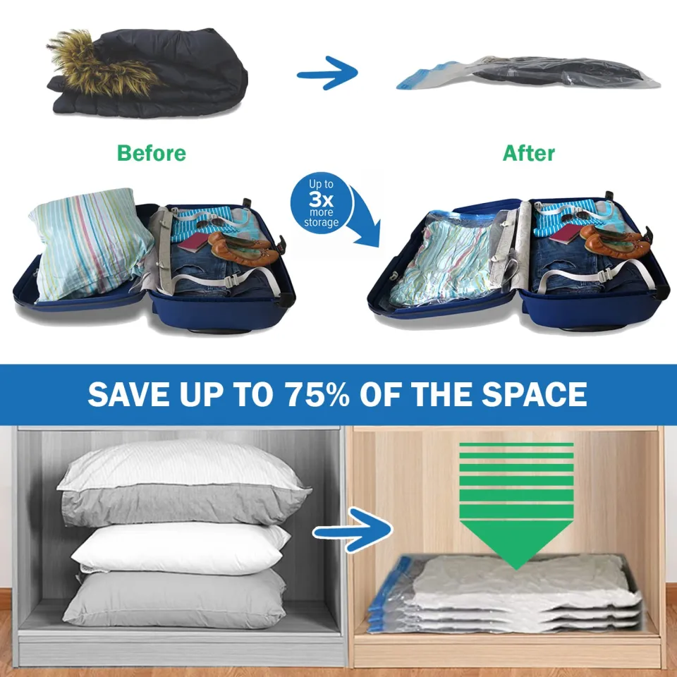 Pcs Travel Space Saver Bags with Free Manual Pump Vacuum Storage