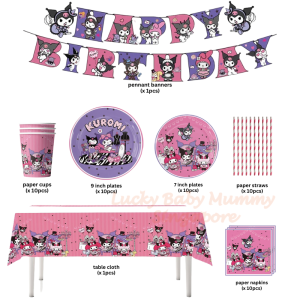 Kuromi Party Supplies Set / Kuromi Theme Decoration / Event Kit / Birthday Ornaments【Luckyhome】