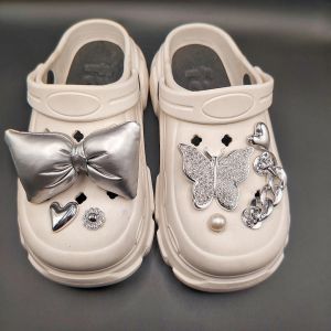 Colored Crystal Diamond Metal Crocs Jibbitz Charms Detachable 3D Butterfly Shaped Shoe Buckle Decoration for Crocs