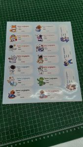 Sticker label buku Pelajaran Custom free desain A4 isi 17pcs