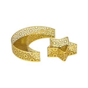 2pcs Middle Eastern Iron Plates Unique Crescents Moon Castles Iron Serving Tray for Middle Eastern Decors