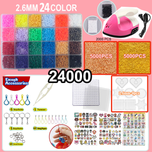 ✨24000 คิทลูกปัดฟิวส์ ไซส์คู่ 2.6มม./5มม. + อุปกรณ์ครบชุด! ✨ DIY งานฝีมือเสริมสมาธิ (เด็ก 6ปี-ผู้ใหญ่) สร้างชิ้นงานสวยงาม ของขวัญคลายเครียด