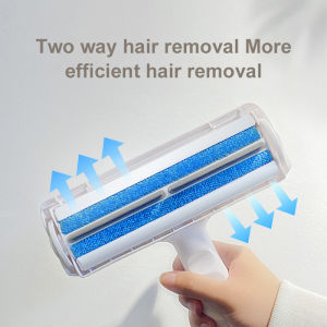 Pet Hair Remover Roller Reusable Dog Cat Fur Cleaning Removing Brush for Furniture Carpets Clothing Self-Cleaning Lint Pet Comb with Updated Comfortable Handle 2-Way Hair Remove Roller Pet Accessories