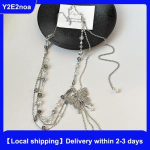 【Local shipping】 Simple Shiny Butterfly Decoration Waistband Thin Belt For Women Girls Fashion Adjustable Metal Waist Strap Punk Body Chains