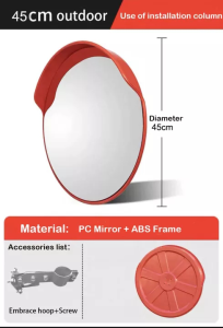 【COD] 30/45/60/80 /100CM Outdoor Indoor Traffic Wide-Angle Mirror Road Wide-Angle Mirror Convex Spherical Mirror Corner Curved Mirror Concave-Convex High-Speed Wide-Angle Mirror Blind Spot Mirrors