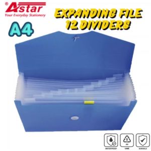 ASTAR A4 Expanding File / Divider Pocket File 12 Dividers (A412ST)