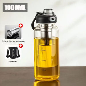 Heat Resistant Water Bottle 1L /1.5L /2L Large Glass Tumbler Hot with Infuser for Tea & Coffee