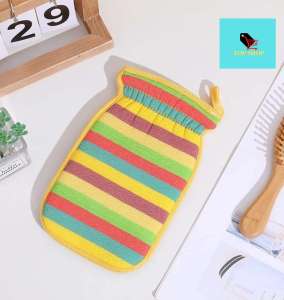 TOP SHOP Glove Bathing Towel Rainbow Stripes Printed Mud Remove Dead Skin