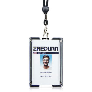 NEW US Mecha Style Designer Fashion Badge Holder 4 Cards Holder Hard Plastic with Heavy Duty Lanyard and Retractable Reel Clip Key Id Money Clips Wallet