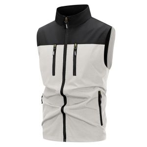 Mens Lightweight Softshell Vest with Zipper Pockets Windproof Sleeveless Jacket for Hiking Golf Outdoor Outwear Windbreaker2026