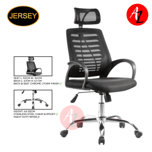 Jersey 45-55CM Office Chair Chrome Base with Mesh Fabric Foam Seat BUY NOW With Arm Rest JS-555