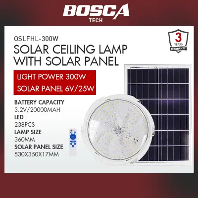 BOSCA Solar Ceiling Lamp Solar Light Ceiling 10-14 inches OSLFHL-60W 100W 200W 300W BLS-26 Remote control Adjustable color temperature brightness dimming timing With Solar panel 8W 12W 18W 25W 5m cable Intelligent optical control Home indoor balcony