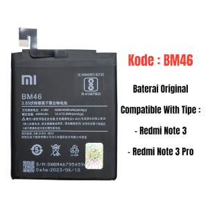 Baterai Battery Batre For Xiaomi Redmi Note 3 Note 3 Pro BM 46 BM46