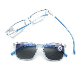 แว่นสายตายาว/สายตาปกติ เลนส์กรองแสงบลู+เลนส์เปลี่ยนสีกรอบพลาสติก ทรงเหลี่ยม รุ่น809+(เลนส์เปลี่ยนสี)