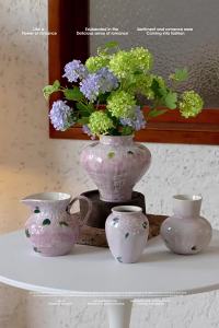 Simple Modern Large Mouth Ceramic Vase Ornament Living Room Flower Arrangement Light Luxury High-end American Dining Table Entryway Decoration