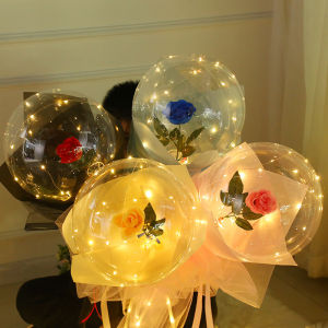 Today Market LED Rose Bouquet Luminous Balloon Transparent Ball Rose Bouquet DIY Set (1piece)