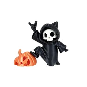 TUS PLA Pumpkin Skull Statue Mini Size Glossy Finish Mini Ghost Figurine Printed Cloak Ornament Cute Style Car Dashboard Decor Car Dashboard