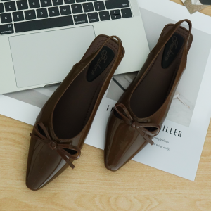 Temperament Bow Flat Elegant Pointed Toe British Style Sandals