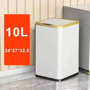 JustLiving 1PC 10/15/18L Automatic Smart Induction Sensor Trash Can Light Luxury Stainless Steel Automatic Electric Household Dustbin Living Room Bedroom Toilet Bathroom Kitchen Trash Bin