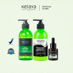 Kelaya Hair Treatment Shampoo Anti Ketombe dan Rontok 250ml + Hair Serum Rambut 20ml + Conditioner Rambut Leave On 250ml Kondisioner Tanpa Bilas