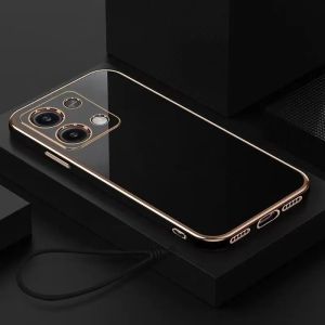 Softcase xiaomi poco m6 pro/ redmi note 13 pro 4G Case Luxury Plating Casing Silicone Free Tali Lanyard
