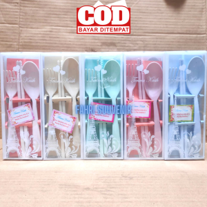 Souvenir Pernikahan Ulang Tahun dan Khitanan Sendok garpu sumpit Loka kemas Mika Motif Lebar isi 50 pcs