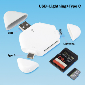 Card Reader Type с 3-in-1 Dual Slot Triangle TF/Micro-SD Memory Card OTG Adapter TF Card Reader for Mobile Phone