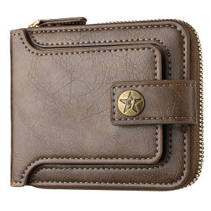 IELGY New wallet mens short multi-functional card bag buckle coin purse