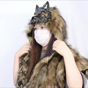 Halloween party performance costumes cos Medieval Viking Fake Wolf Skin Skull Shawl Prop