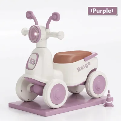 Beige Balance Bike for Kids with Four Wheels 1 to 6 years old toy for kids Ride on Baby Scooter with music&light
