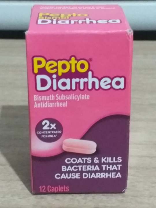 Pepto Diarrhea Bismuth Subsalicylate, Anti-Diarrhea, Kills Bacteria to Relieve Diarrhea, 12 caplets