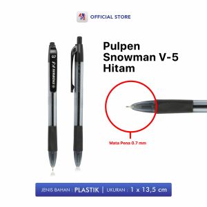 Pulpen Snowman V5 Hitam Fine Point 0.7mm