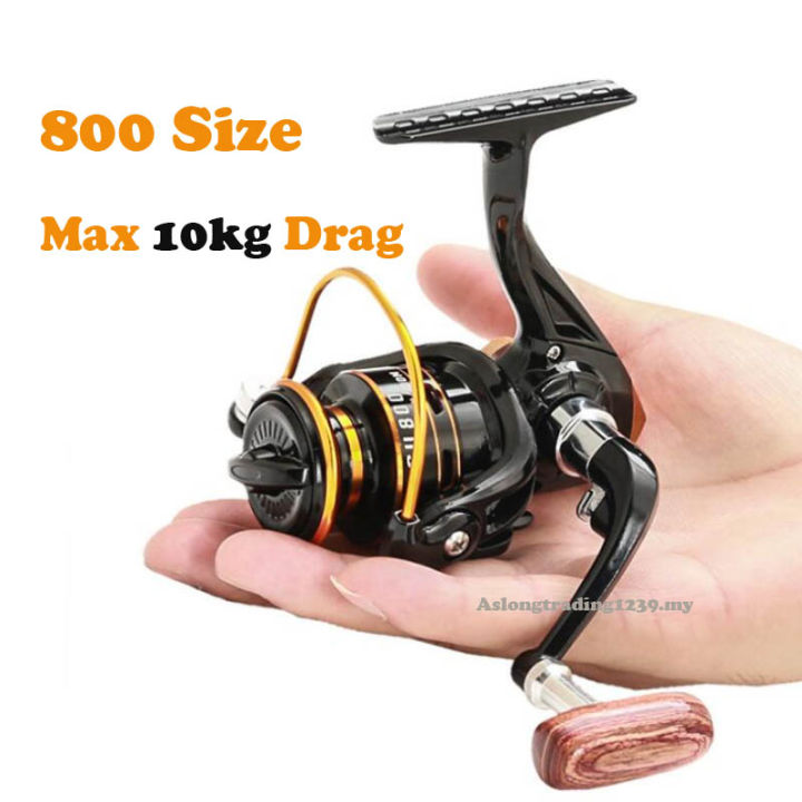 800 size Mini Spinning Fishing Reel Metal Coil Spool 10KG Max Drag