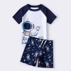 HAOSE ชุดว่ายน้ำเด็ก12 4xl ชุดว่ายน้ำเด็กโตผู้ชาย ชุดว่ายน้ำการ์ตูนกันแดดเด็กผู้ชาย ชุดเที่ยวทะเล ช ชุดว่ายน้ำเด็กโต 5xl