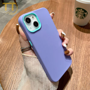Tri-Town 3 in 1 Shockproof Phone Case For iPhone 13 12 11 14 15 Pro Max XR XS X 8 7 Plus SE 2020 Liquid Silicone PC Phone Casing Soft Cover Shell