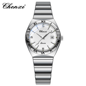 CHENXI Man watches Silver Stainless Steel Quartz Date Waterproof Wristwatch fashion Casual Mens Watch
