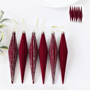 DITIPOO 4/6PCS Tinh tế Quả cầu Giáng sinh phủ nhung Vẽ tay Lục giác Bộ quả cầu Giáng sinh bằng nhung Đồ trang trí treo tường dịp Giáng sinh. Tự làm  dây chuyền hình quả cầu trang trí Giáng sinh Trang trí nhà cửa