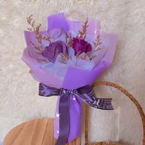 3 Roses Bouquet Purple Roses Soap Roses Artificial Flower