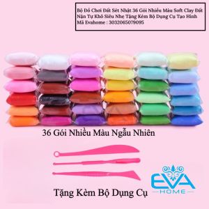 Bộ Đồ Chơi Đất Nặn Soft Clay Đất Sét Nhật Tự Khô 24 Màu Siêu Nhẹ Tặng Kèm Bộ Dụng Cụ Tạo Hình