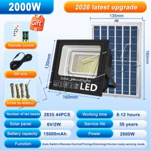 Khazik Solar Flood Light 2000W 1000W LED Light solar light outdoor waterproof IP67 original 1103LED 680000mAh with solar panel garden lamp automatic with remote control