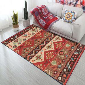 High-Density Bohemian Carpet Bohemian Ethnic Style Carpet Living Room Square Floor Rugs Bedroom Bedside Anti-Slip Floor Mat