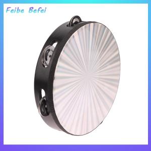 [Feibe Befei] 6 8 10 Inch Wooden Radiant Tambourine Handbell Hand Drum With Double Row Jingle Musical Educational Instrument