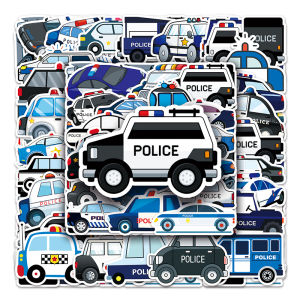 50PCS Cartoon Police Car Stickers PVC Waterproof Stickers Decals For Kids Boys Girls Toys Gifts