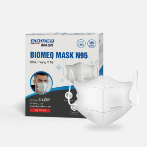 Khẩu Trang N95 BIOMEQ Mask (Hộp 30 Cái) Kháng Khuẩn 2 Lớp Thiết Kế 5 Lớp Dày Dặn