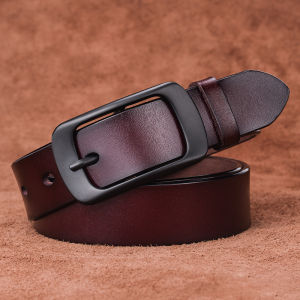 2pcs Width 2.8cm New Men Women Pure Cowhide Belt Simple Versatile Korean Black Casual Decorative Jeans Wholesale Price Red Brown